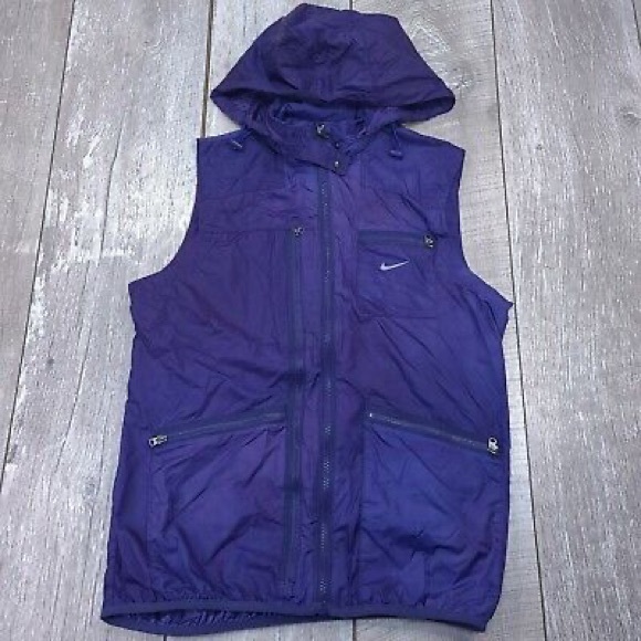 Nike Jackets & Blazers - Nike Retro LA84 Hooded Windbreaker Vest Women Medium Purple zip Up Packable Hood